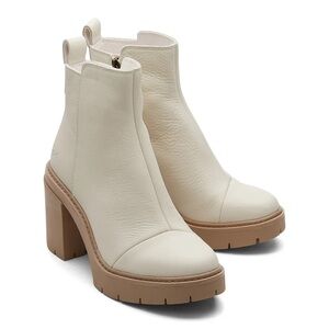 Tom’s Rya Platform Boots Size 9 White sand Leather